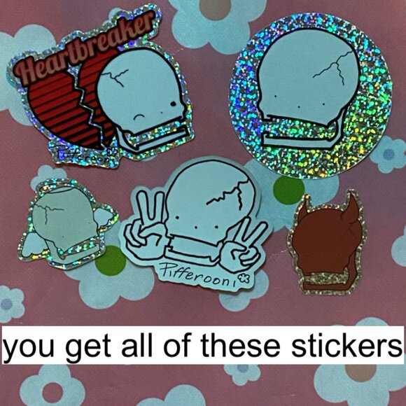 Pifferooni Original Skull Large Holographic Glitter Sticker Pack - Picture 2 of 6